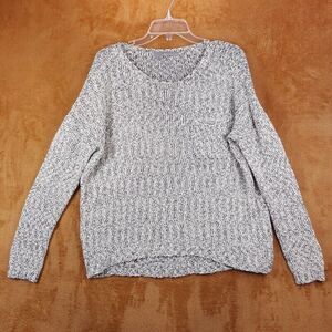 360 SWEATER Womens Small Tan Peppered Pullover Loose Knit Pocket Casual